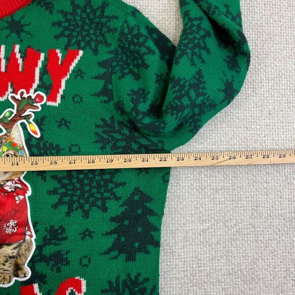 Ugly Christmas Party Sweater Meowy Catmas Size Large Kittens Cats Holiday - Picture 5 of 6